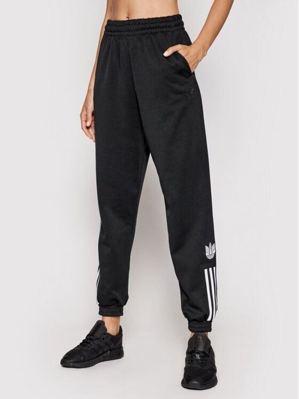 Adidas Originals Adicolor 3D Trefoil Track Pants Black Women's Size XL